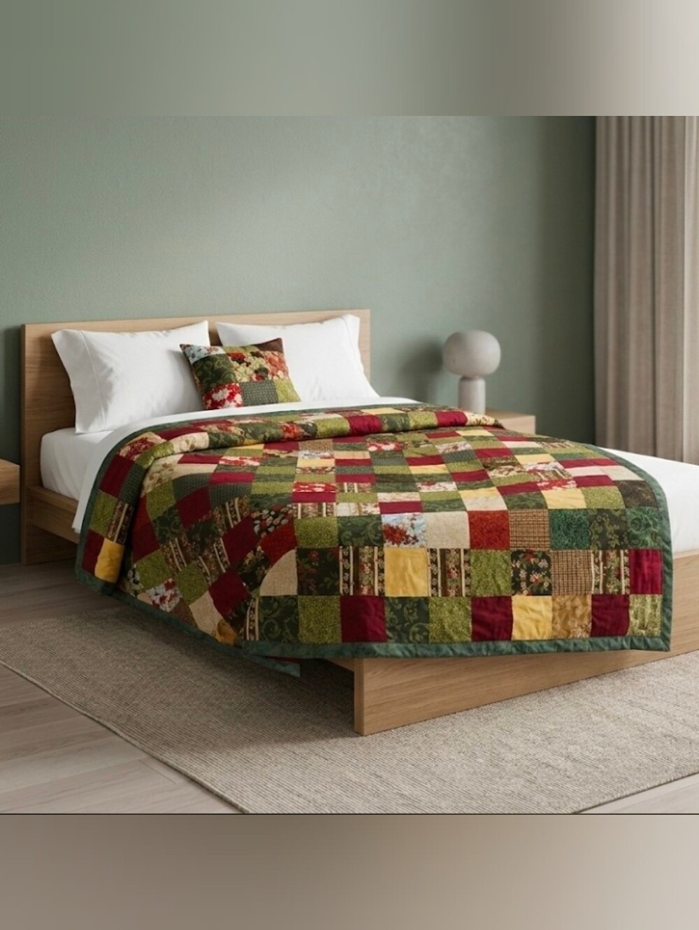 Christmas Patchwork Quilt 65x75 inches. Handmade